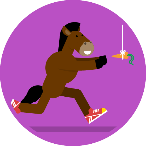 Dot Pixel - We Compete - Illustration - Horse Chasing a Carrot